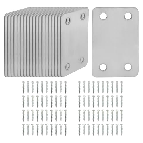 Stainless Steel Flat Straight Brace Bracket, 20-Pack, Silver