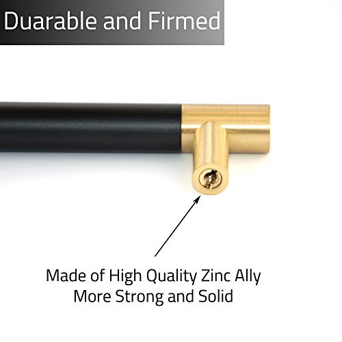 Linkaa Cabinet Handles Gold Drawer Pulls with Black Planting,Cabinet Pulls for Kitchen Dresser Knobs Black for Bedroom,（12.5 inch，5 Pack (320 mm) - size: 320 mm