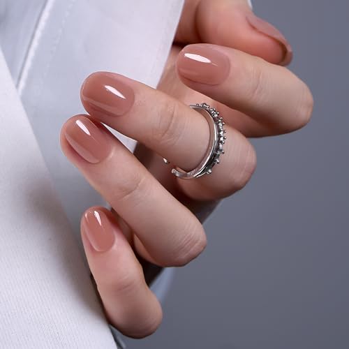 CurvLife Extra Short Square Press On Nails, Rosy Calm Nude, Soft Gel - color: B5 -Rosy Calm