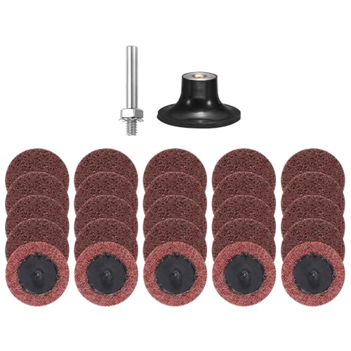 HARFINGTON 26pcs Quick Change Discs Set 2" Lock Sanding Discs with 1/4" Shank Pad Holder Medium Grit Surface Conditioning for Polish Rust Removal - size: 2"