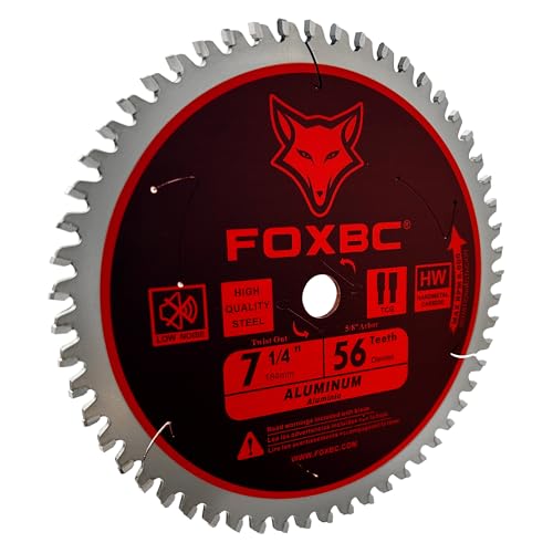 FOXBC 7-1/4 inch Aluminum Cutting Saw Blade 56T, Cutting for Non-Ferrous Metal & Plastic with 5/8-Inch Arbor