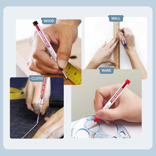 20 PCS Long Head Deep Hole Marker Pens,20mm Long Nib Marker,Longs Nose Markers,Waterproof Construction Markers Marking Tool,Permanent Markers Carpenter Ink marker Pens,Metal marking Pens,Blue - color: 20PCS-20MM Blue