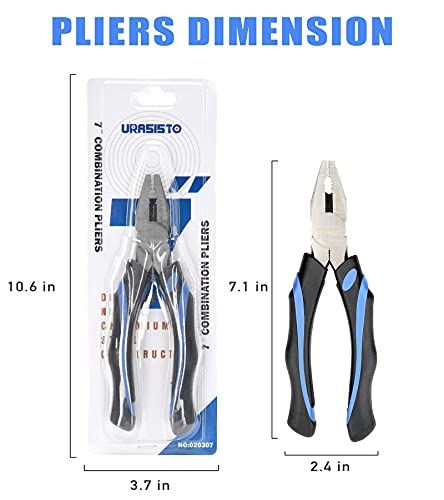 URASISTO 7-Inch Linesman Pliers with Rubber Grip Handle for Basic Repair, DIY Projects and Home - size: 7" Linesman Pliers