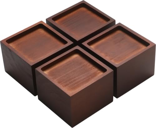 Lufia 3 Inch Solid Pine Wood Furniture Risers 4 Pack, 2000 LBS Heavy Duty Silicone Non Slip Lift Blocks for Bed Sofa Cabinet - color: Dark Brown - 4-pack, size: 3 Inch