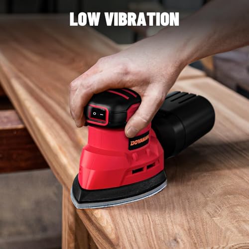 DOVAMAN 130W Detail Sander, 12000RPM Palm Sander Tool - color: B-red