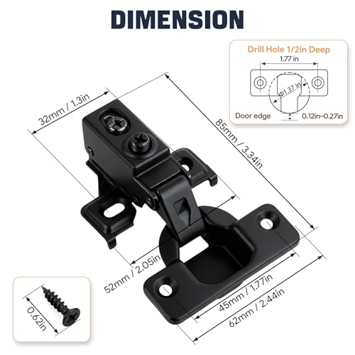Mousike 10 Pack (5 Pair) Soft Close Cabinet Hinges, 1/2 Overlay Soft Close Hinges for Kitchen Cabinet, Stainless Steel, Built-in Damper, 100 Degree Opening Angle, 6 Way Adjustment - color: Black, size: 10 Pack