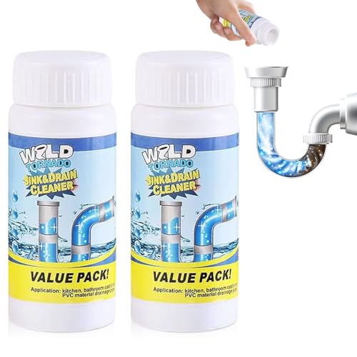 2PCS Wild Tornado Pipe Dredge, Wild Tornado Sink and Drain Cleaner, Drain Cleaner Powder for Kitchen Toilet Pipeline Quick Cleaning Tool (2, A)