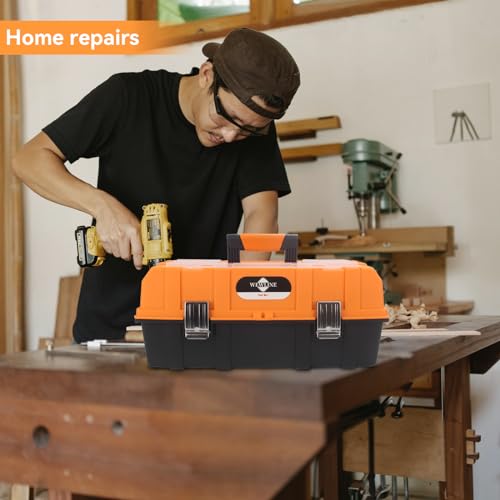 WEWLINE 16.5-Inch Tool Box Organizer 3-Layer Multiplication Plastic Storage Toolbox with Portable Handle Perfect for Home Office Car Trunk Fishing - style: Style 3