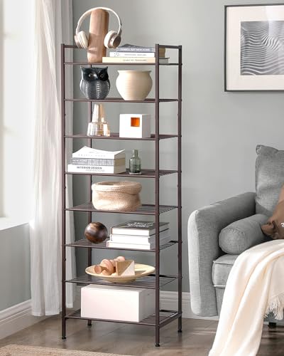 SONGMICS 8-Tier Metal Shoe Rack, Vertical Shelf, Holds up to 18 Pairs - color: Bronze, size: 8 Tiers (12"D x 17.6"W)