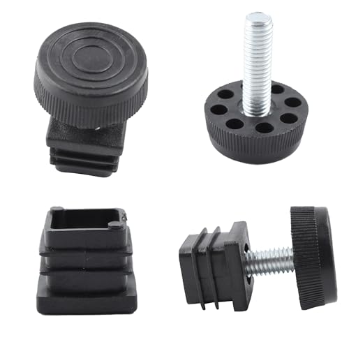 8Pcs Adjustable Leveling Feet, Square Insert Kit, Furniture Glide Leveler, Black, 20x20mm, 30x11mm, For Cabinets, Sofa Tables, Chairs - size: 20x20mm