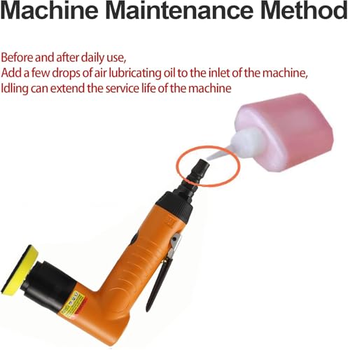 Mini Air Random Orbital Sander, 22000 RPM Pneumatic Polisher with 3 Pads - color: Orange