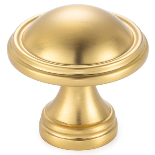 KOOFIZO 10 Pack Brushed Gold Cabinet Knobs Round Single Hole Pulls K30 - color: Brushed Gold, size: Knob 1 - 10Pcs