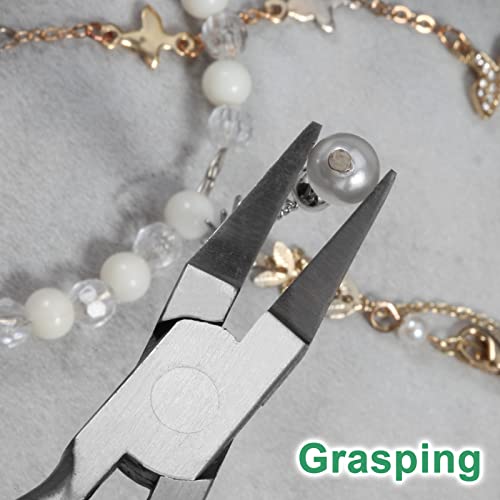 Flat Nose Pliers Smooth Jaw Precision Small Jewelry Beading Making Tool Mini Pliers with Green PVC Handle for Wire Bending Warpping Straightening Shaping Professional DIY Hand Tools - style: Flat Nose Pliers