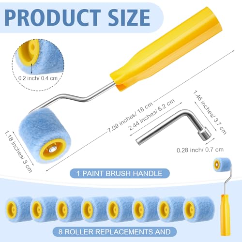 Honeydak 8 Pack Mini Paint Roller with Replacement Heads, 1.2 Inch（b） - size: 1.2 Inch（B）