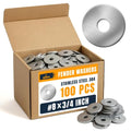 ALBO 100 Pcs #8 x 3/4" 304 Stainless Steel Fender Flat Washers - size: #8x3/4" - 100pcs