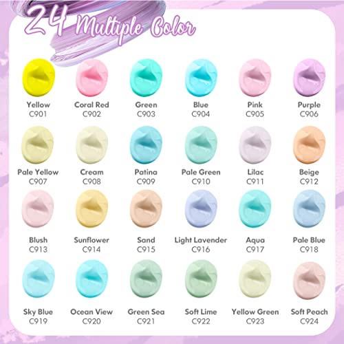 Caliart 24 Colors Pastel Acrylic Paint Set with 12 Brushes - color: Pastel, size: 2 Fl Oz (Pack of 24)