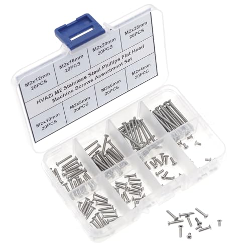 Metric M2 304 Stainless Steel Phillips Flat Head Screw Assortment Kit - size: M2