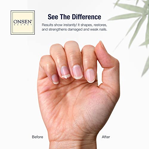 Onsen Secret Japanese Nail File - Professional 20-Pack Nail Files, Double Sided Natural & Acrylic Filers - 120/180 Grit - Disposable, Salon Smooth | Best Onsen File for Shiny Nails - size: 20 Nail Files