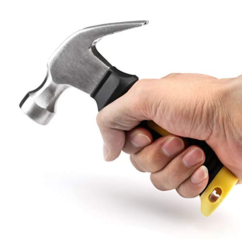 ZOENHOU 6 PCS 8 Oz Claw Hammer, Small Stubby Mini Hammers Bulk with Anti-Slip Plastic Coated Soft Handle, Roofing Tools for Car Window Framing Jewelry Making, 6.5 Inch