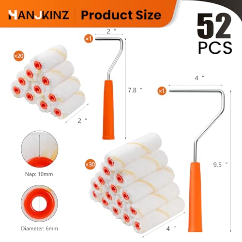 Microfiber Paint Roller, 2 Inch and 4 Inch, 50 Pack - size: 2 Inch & 4 Inch,50 Pack