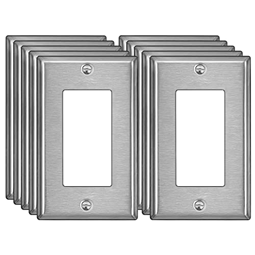 10 Pack BESTTEN Decorator Switch or Receptacle Outlet Metal Wall Plate - size: 1 Gang Decor