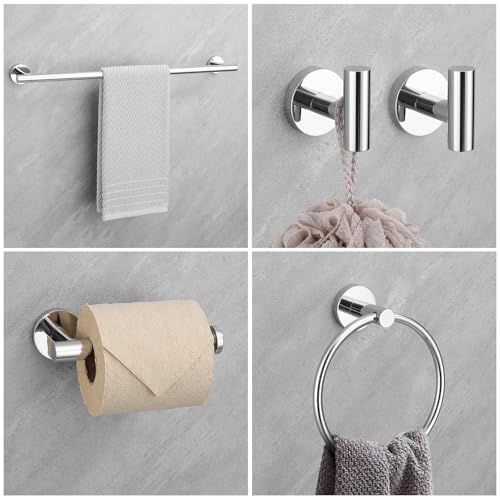 Chrome Bathroom Hardware Set, 6 Pieces Towel Bar Towel Holder Set Includes 19.68/23.6in Towel Bar, Toilet Paper Holder,Towel Ring and Towel Hook Wall Mount Bathroom Accessories Set - color: Chrome, size: 6 Pieces