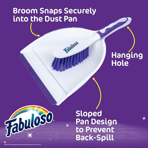 Fabuloso Brush and Dustpan Set, White and Purple - size: Brush & Dustpan