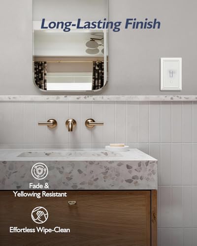 Switch Plates Outlet Covers, 2-Pack Metal Wall Plates, Off White - color: Off White, size: 1 Toggle 2PK