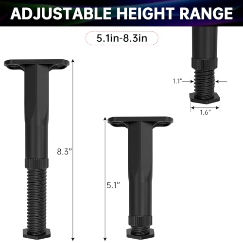 6PCS Adjustable Bed Frame Support Legs (5.1"-8.3"),Center Slats Support Leg - color: 6pcs(5.1-8.3inch)-rigid Plastic