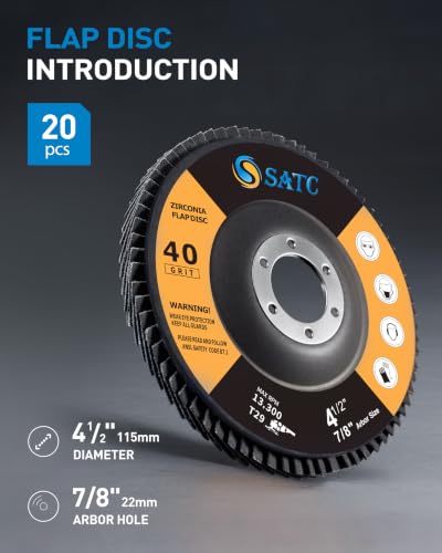 S SATC 20PCS Flap Discs 4 1/2 for Angle Grinder 40/60/80/120 Grit Flap Disc High-Density Bevel Type Angle Grinder Sanding Disc Abrasive Flap Disk #29 - style: 40/60/80/120 Grit