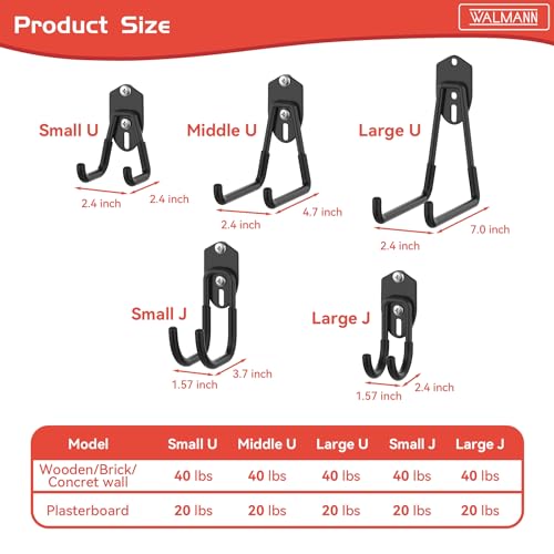 WALMANN Garage Storage Hooks, Wall Mount Utility Hooks for Tools, Black - style: Black Hook