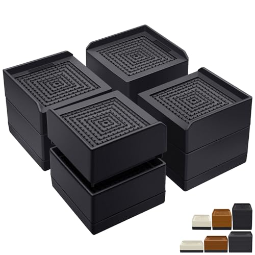 ANNKUT Bed Risers 3 inch Heavy Duty,Furniture Risers for Desk Table Sofa Couch Lifts to 1.5 or 3 inch, Square Adjustable Risers Blocks, Support Up to 1,300 Lbs（4 Pack-Black） - color: 3 Inch-black(square)