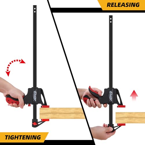 24" Bar Clamps for Woodworking, 2PCS 130lbs One-Handed Clamp/Spreader