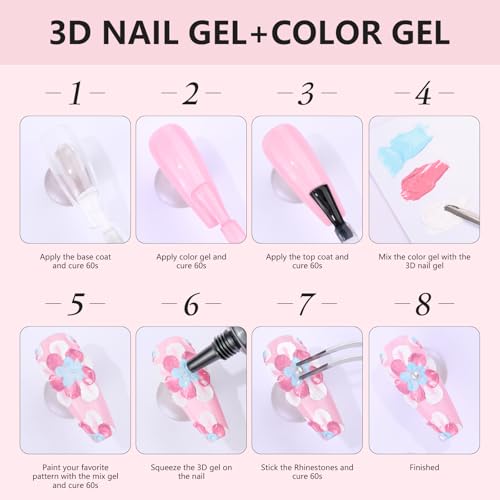 Makartt 15g 3D Nail Gel & Gold Chrome Nail Powder Kit for Sculting and Drawing - color: A04-Clear 3D Nail Gel & Gold Chrome Nail Powder