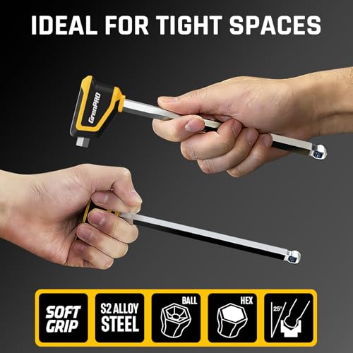 GRENPRO 18PC T-Handle Ball End Allen Wrenches Sets Metric &SAE Box Hex Key - style: 18 Pieces T-Handle Allen Wrench Set Metric and SAE