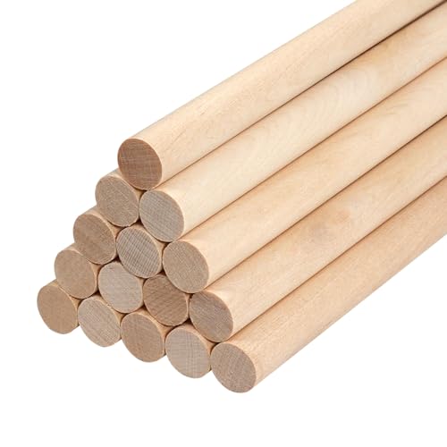 Wooden Dowel Rods Wood Dowels for Crafts 1/2 x 15 Inch, 10 PCS Macrame Wood Rods Wooden Craft Sticks, Unfinished Round Birch Hardwood Sticks for Cake Support, Photo Booth Props, Wands, Flags - size: 1/2"×15"-10 PCS