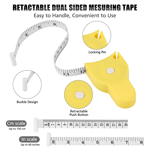 2PCS Tape Measure Body Measuring Tape 60inch (150cm), Retractable Measuring Tape for Body Measurement & Weight Loss, Accurate Body Tape Measure for Fitness, Tailor, Sewing, Handcrafts, Clothes,Yellow - color: Yellow