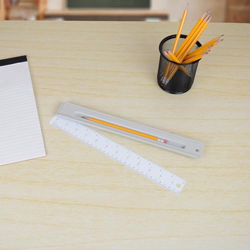 Westcott 17355 12-Inch Ruler Set with Pencil Storage, Innovative Design for Easy Measuring and Organization at School or Office, 2-Piece Set - size: 12" Pencil Storage