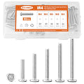 M4 x 20mm 25mm 30mm 35mm 40mm Flat Round Head Hex Socket Cap Screws Bolts, Furniture Screws, 304 Stainless Steel, Allen Hex Drive, Bright Finish, Metric Fully Threaded, Assortment Kit 50PCS - size: M4 x 20/25/30/35/40mm (50PCS)