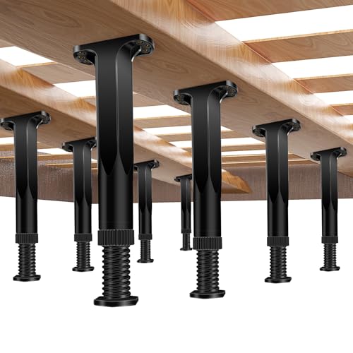 8 PCS Adjustable Height Bed Frame Support Legs - 7.8-14.6inch Bed Slats Support Leg with Screws, Furniture Legs for Bed Frame/Bed Center Slat/Cabinet/Dresser/Table/Sofa/Chair, Bed Replacement Legs - size: 8 PCS