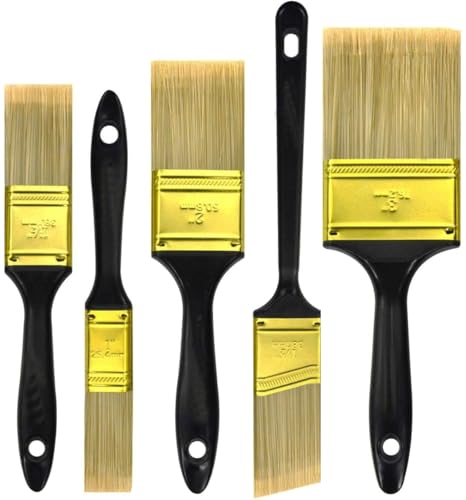 Great Andrew Paint Brushes, 5 Pack 1" 1.5" 2" 3" Flat 1.5" Angled - size: 5 PCS, 1",1.5",2",3"&1.5"A