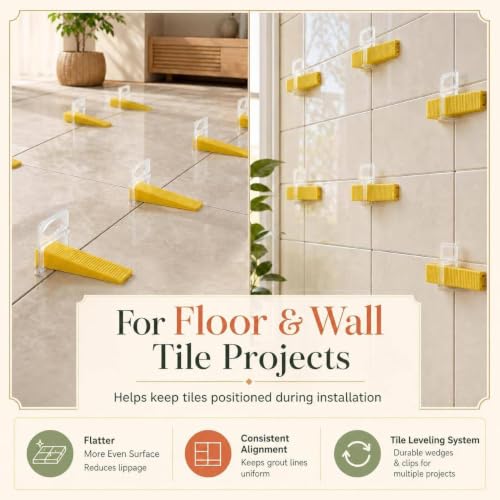 DGSL Tile Leveling System with Plier, 300 Tile Spacers 1/8" and 100 Wedges - size: 1/8 Inch Tile Spacers