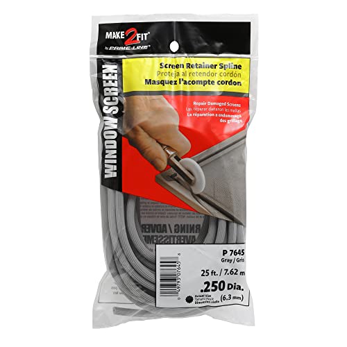 Prime-Line P 7645 Screen Retainer Spline, 0.250 In., 25 foot, Gray (1 Roll) - size: 1 Count (Pack of 1)