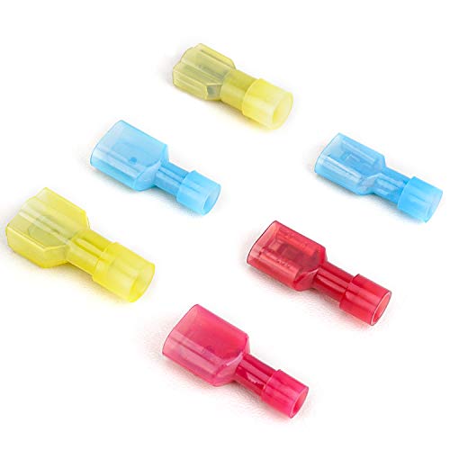 TICONN 100 Pcs Nylon Spade Connector Kit, Insulated Crimp Wire Connectors - style: Blue 100Pcs