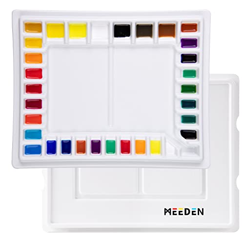 MEEDEN Ceramic Watercolor Palette: 33-Well Large Paint Palette with Lid - size: 13.5 x 10.8 inch-with lid