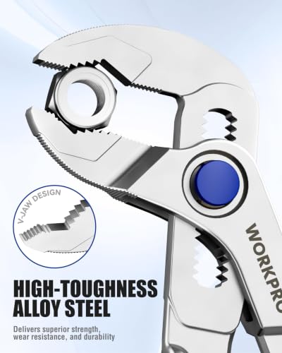 WORKPRO Mini Water Pump Pliers, 4-Inch Groove Joint Pliers for Tight Spaces - color: Silver