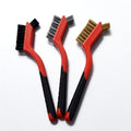 3-Piece Steel Wire Brush Set for Cleaning, Rust Removal, Scrubbing, Detail Work & Metal Cleaning - Stainless Steel/Brass/Nylon Bristles, Scratch Brush