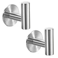 Vuzvuv Brushed Nickel Self Adhesive Stainless Steel Towel Hooks (2-Pack) | SUS304, Self-Adhesive, Heavy Duty, Waterproof, Coat Robe Hook for Bathroom, Kitchen, Hotel - color: Silver-2 Pcs