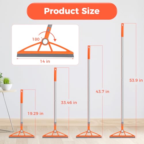 wlich 2-in-1 Air Broom, Silicone Rubber Broom with 54" Handle & 2 Strips
