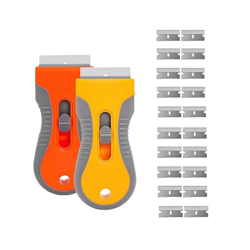 Razor Blade Scraper Tool, 2-Pack with 20 Replacement Blades, Window Scraper